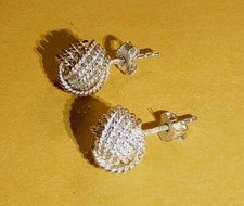 925 Sterling Silver Mesh 6 mm Round Ball Stud Earrings   W118 