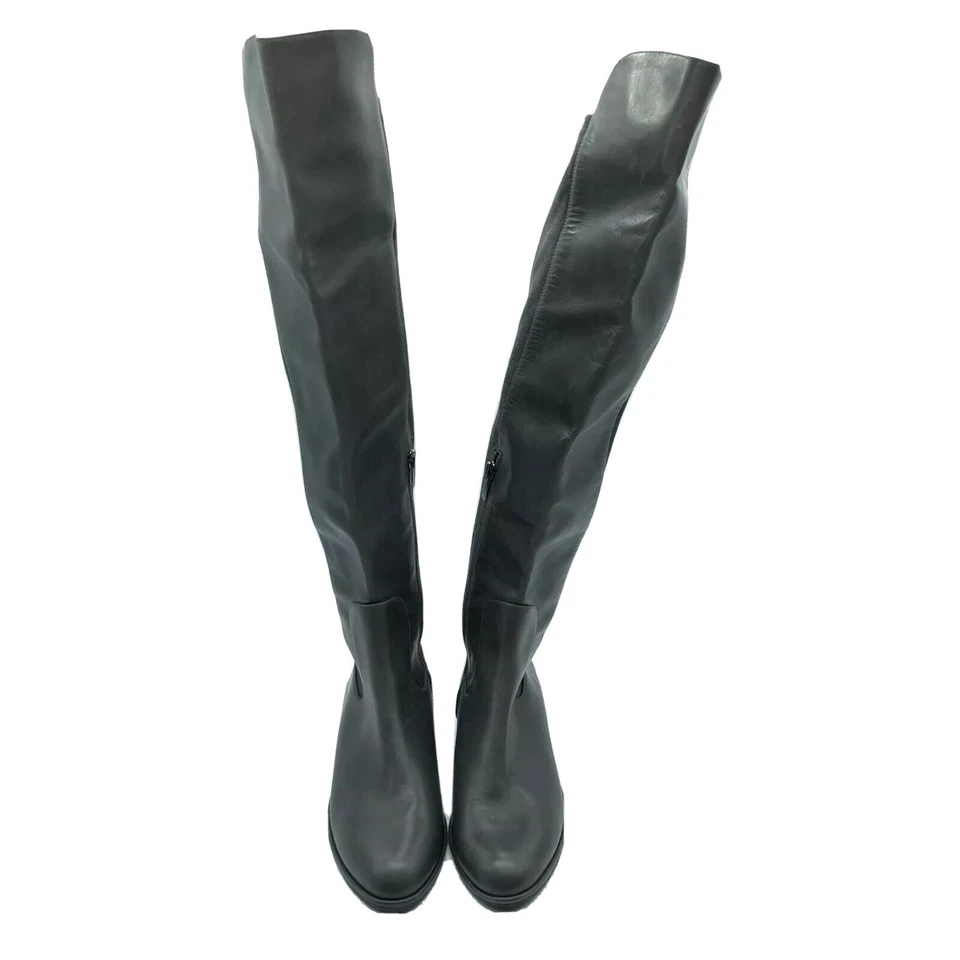 Botas hasta la rodilla Via Spiga para mujer planas de tela de cuero negras talla 6,5 Foto 3 de 4