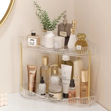 Lifewit 2/3Tier Clear Bathroom Counter Organizer Corner, Plastic Makeup Skincare