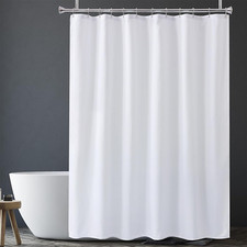 Maytex Water Repellent Fabric Shower Curtain Liner with Weighted Hem Soft Micro