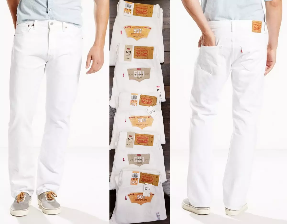 Mens white levi 501 jeans outlet