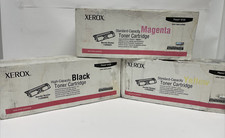 3 Different XEROX Phaser 6120 Laser Toner Cartridges Black, Magenta, Yellow NEW