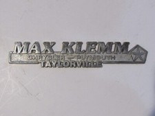 Vintage Max Klemm Chrysler Plymouth Taylorville Illinois Metal Dealer Badge Tag