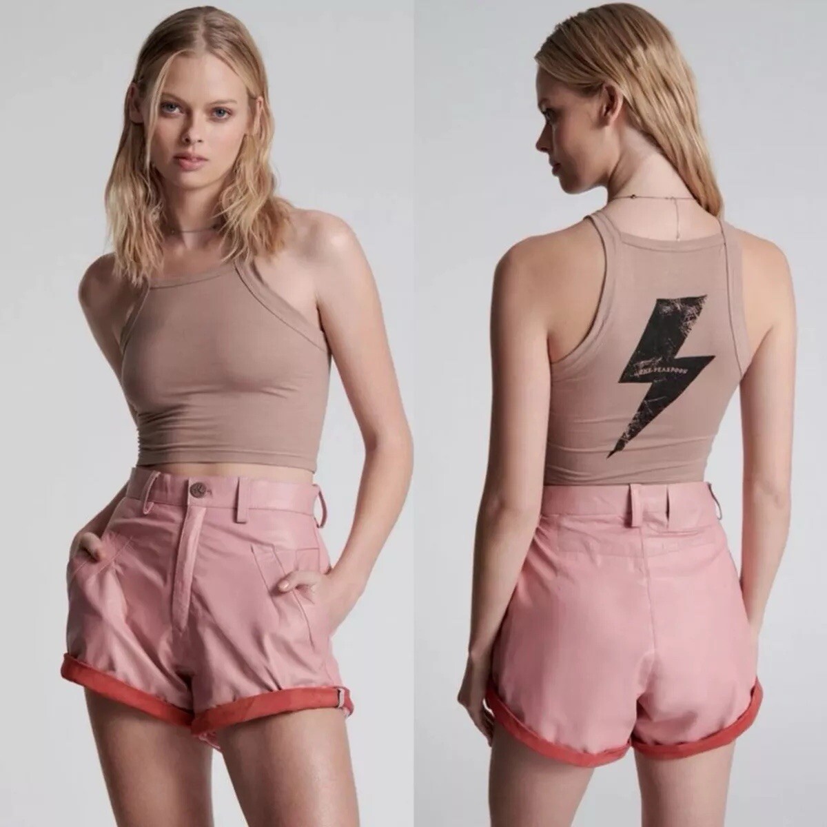One Teaspoon Leather Streetwalker Shorts Pink 26 NWT $238 | eBay