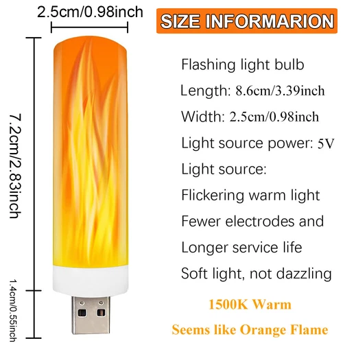 2Tlg. USB Flammen Lampe LED Flammeneffekt Kerzen Licht Glühbirne Party Xmas Deko - Bild 11 von 13