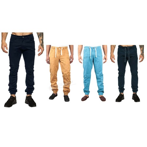 NUOVI Enzo Da Uomo Pantaloni Chino Con Risvolto Slim Fit Jogging Pantaloni  Sportivi Pantaloni Tg 28-42 | eBay