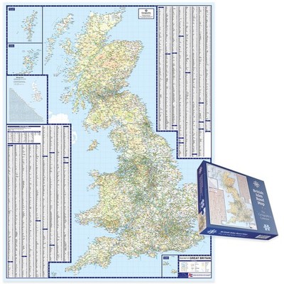 Britische Inseln Straßenkarte 1000 Teile Puzzle alle Straßen & Autobahnen Großbritanniens