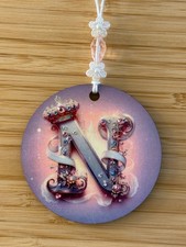 Letter N Ornament with Rhinestones Initial Monogram
