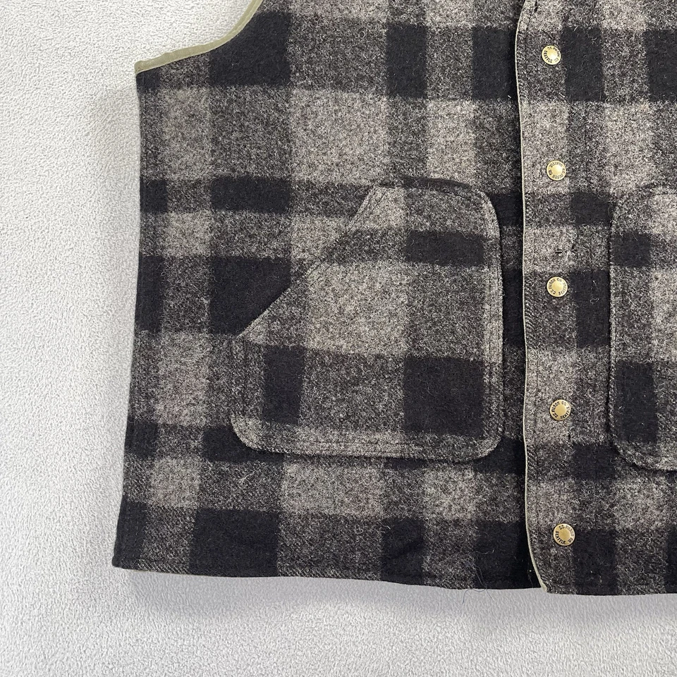 Chaleco Vintage CC Filson Para Hombres XL Reversible Lana Lona Bolsillos a Cuadros Caza EE. UU. Foto 4 de 4