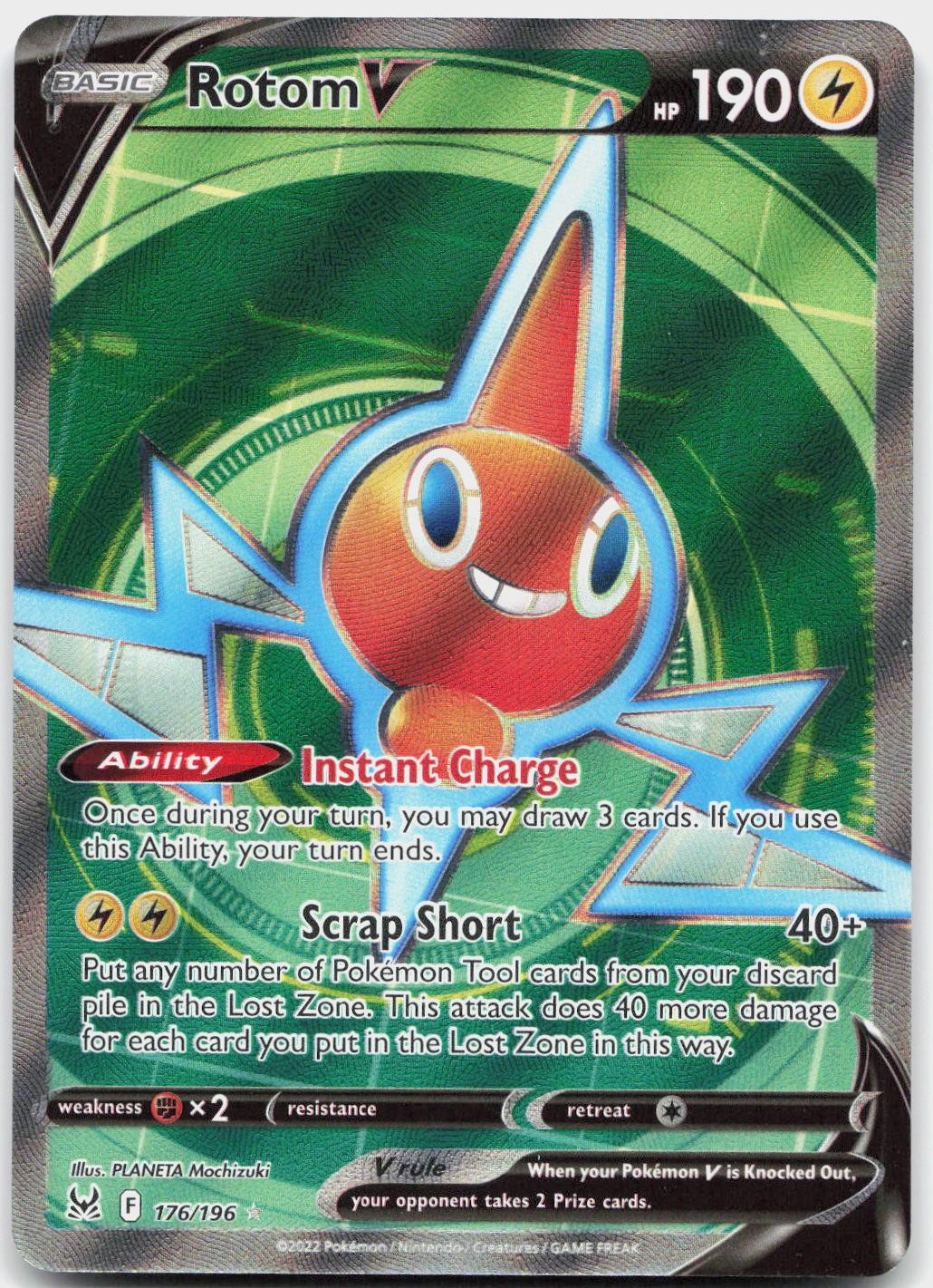 Rotom V 176/196 Ultra Rare Lost Origin Pokemon Near Mint
