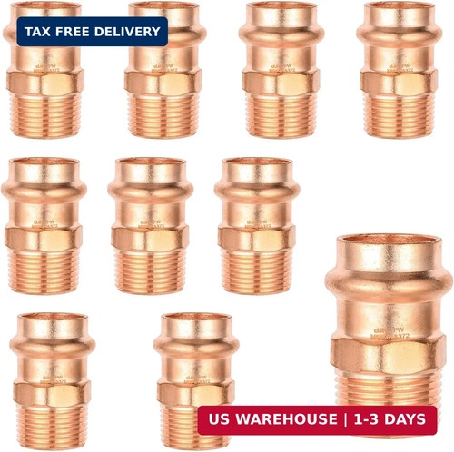 10Pcs EFIELD 1/2-Inch Copper Press x MNPT Male Adapter(PRESS040-10)