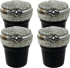 4 Pack Car Ashtray with Blue LED Light Portable Bling Cup Holder Ashtray Set
