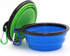 Collapsible Dog Bowls 2-Pack - Portable Pet Food  Water Travel Dishes