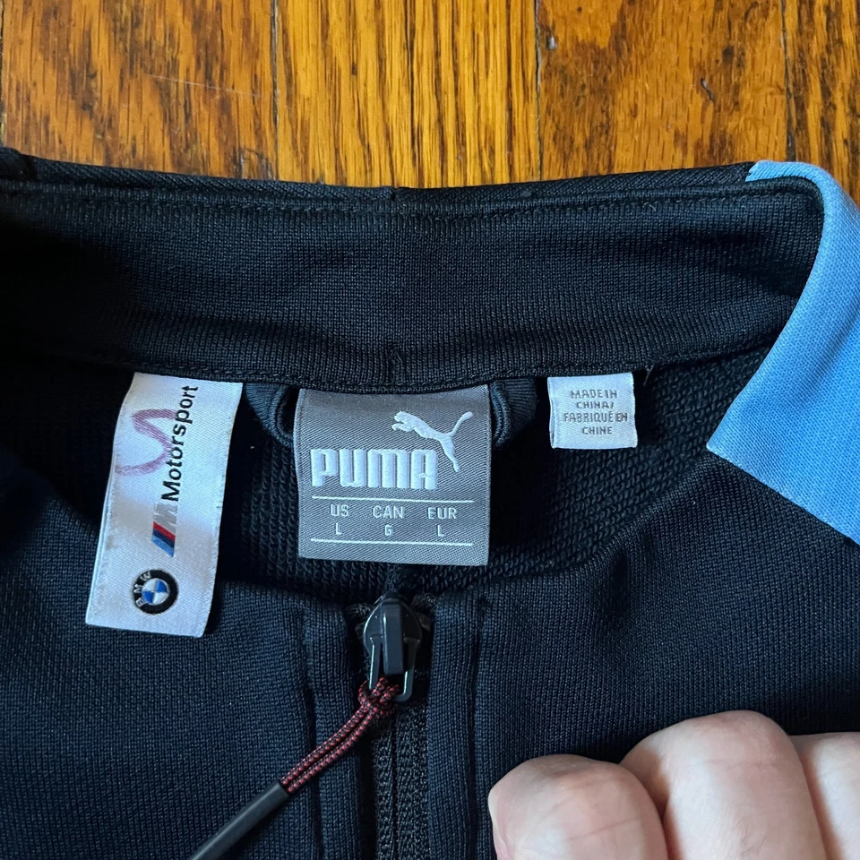Chaqueta de pista Puma BMW Motorsport cremallera completa para hombre grande L negra azul roja Foto 3 de 4