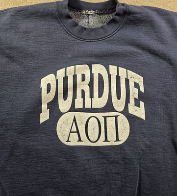 Vintage Purdue University 80s Alpha Omicron Pi Sorotity Sweatshirt Size XL