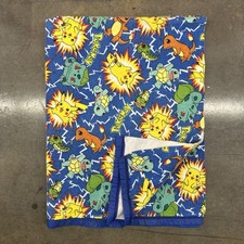 Vintage 90's Pokémon Blanket Comforter Nylon Trim 44x58 USA Made Pikachu Pokemon