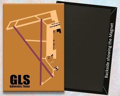 GLS Galveston TX Airport Diagram Handmade 3.25'' x 2.25'' Fridge Magnet (MM10056)