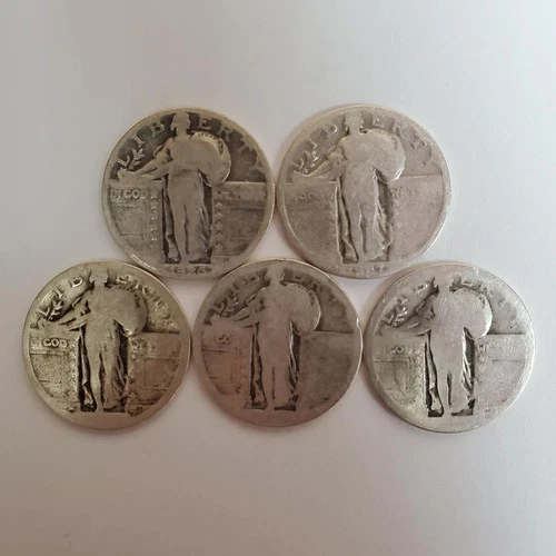 Lot Of 5 SILVER Standing Liberty Quarters (Exact Coins Shown) #00-8