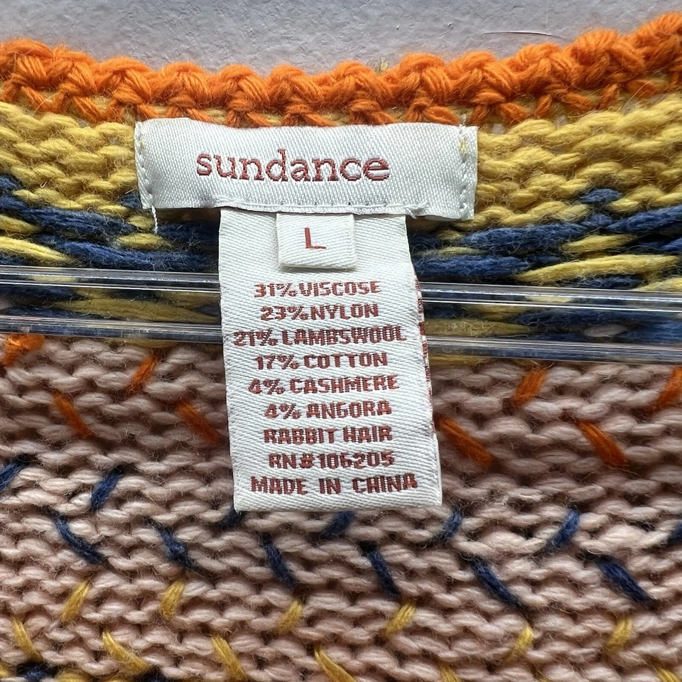 Cárdigan Suéter Sundance Fair Isle Amarillo Multicolor Mezcla Lana de Cordero Talla L Foto 3 de 4