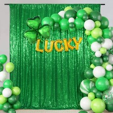 Sequin Backdrop 8x8FT Green Curtain Background for Christmas Wedding Party