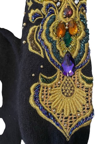 Vintage Lillie Rubin S Womens Bejeweled Black LS Sweater Lambswool Angora HK - Picture 5 of 13