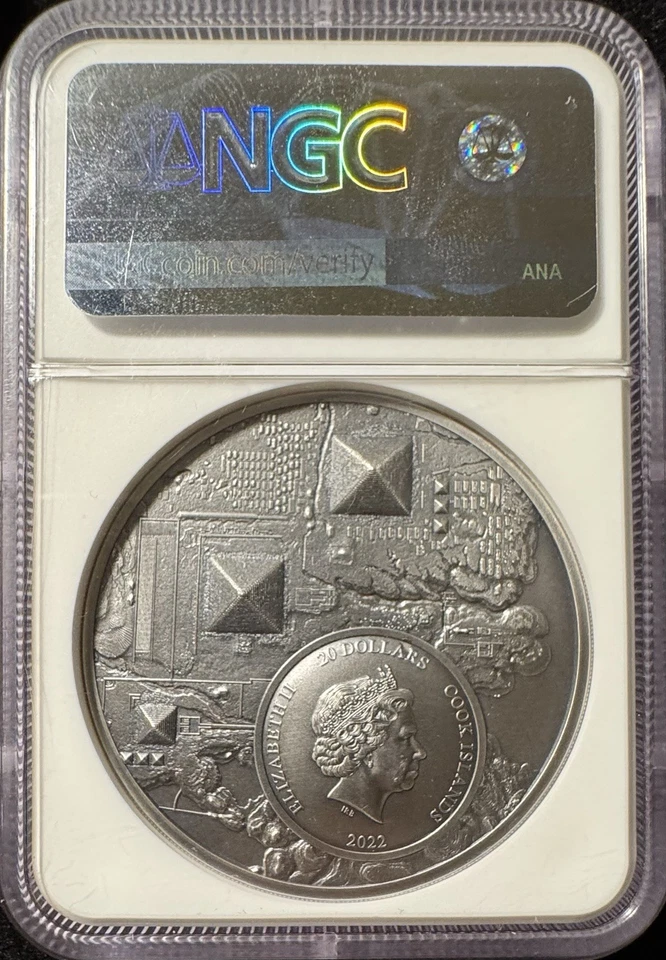 2022 Cook Islands $20 Legacy Of the Pharaohs 3 Oz NGC MS 69 UHR Antiqued Silver - Image 4 of 4