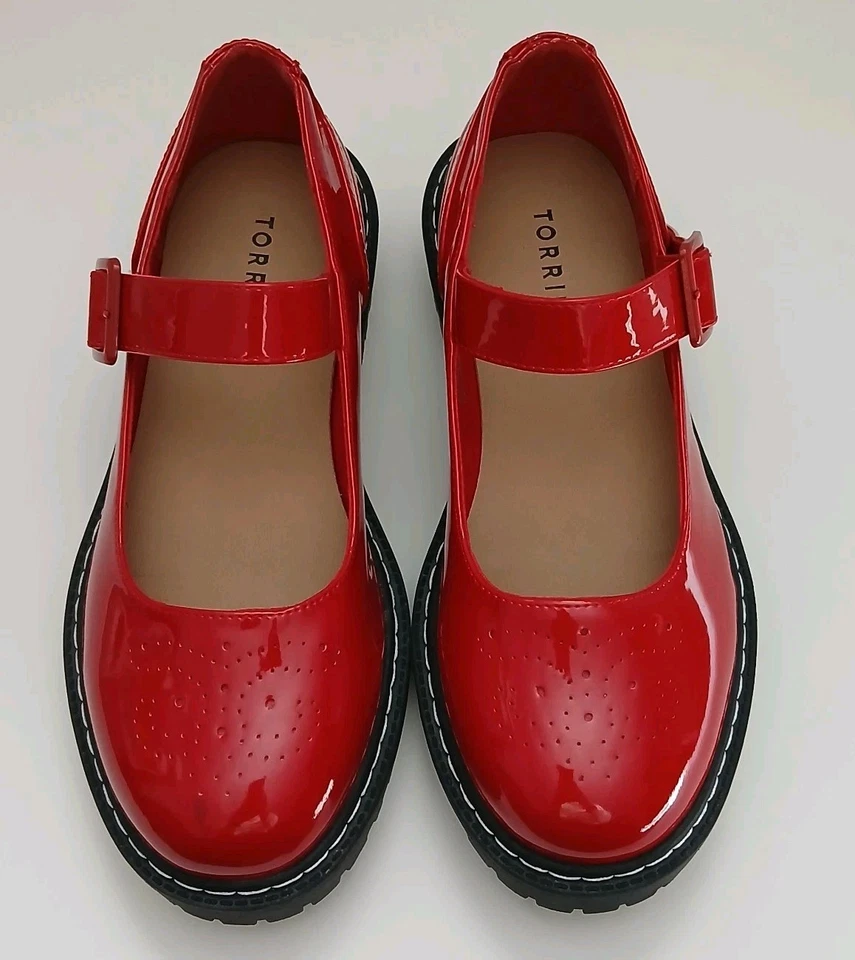 Zapatos Torrid para mujer 9 WW ancho rojo Mary Jane charol cuero vegano suela gótica Foto 3 de 4