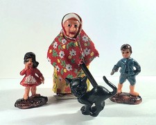 Vintage Figuren Edition H&auml;nsel & Gretel, Hexe und schwarze Katze Hartplastik