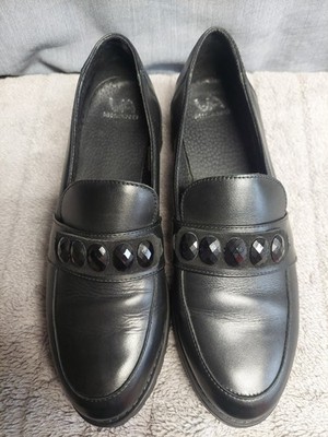 Damen Slipper Business Gr.41 Halbschuhe Echtleder Schwarz Top