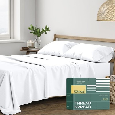 THREAD SPREAD 100% Organic Cotton Sheets - Organic Cotton Percale Weave Sheet Se