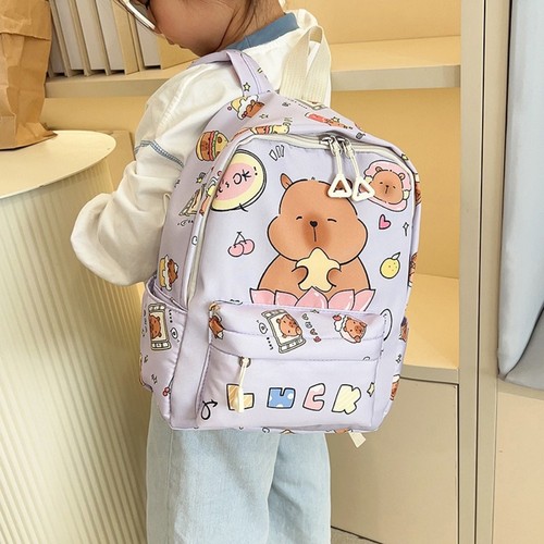 Zaino da giorno in nylon per animali cartoni animati spalline larghe borsa scuola per bambini unisex