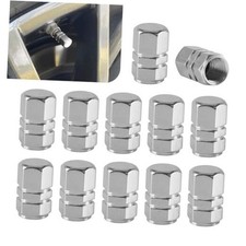 12PCS Tire Valve Stem Caps, Anodized Aluminum Tire Valve Caps, Car Stem silver