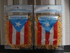 2x PUERTO RICO MINI BANNER FLAG GREAT FOR CAR HOME WINDOW MIRROR HANGING
