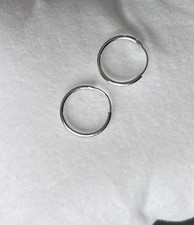 14K White Gold 12mm Small Hoop Earrings Endless Click Closure Dainty