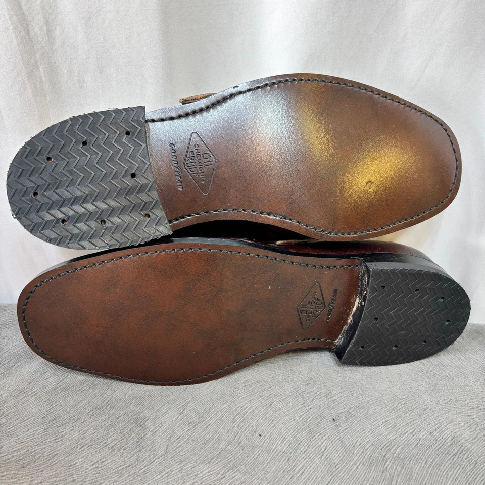 Zapatos de vestir mocasines Lehigh Goodyear suela a prueba de aceite para hombre marrón punta de seguridad 8E Foto 3 de 4