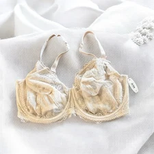 *NWT*Adore Me Bra Size 38I Ivory/Cream Floral Lace Full Coverage Lightweight