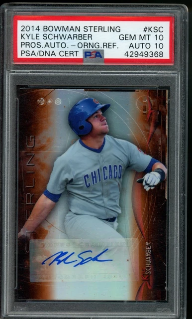 2014 Bowman Sterling Kyle Schwarber Rookie Auto, Orange Ref, PSA 10/10 SN 21/75