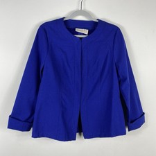 Chico's Jacket Medium 1 8 Blue Textured Casual