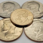 5 Kennedy Coins / 1 Dollar & 4 Halfs / 1970's To 2000's / You Buy What You See