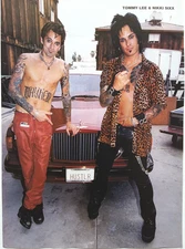 MOTLEY CRUE NIKKI SIXX TOMMY LEE / METALLICA 90'S MAGAZINE PINUP POSTER CLIPPING