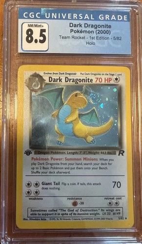 Dark Dragonite Holo 1st Edition 5/82 - Pokemon WOTC - Rocket - CGC 8.5 Swirl 🍥