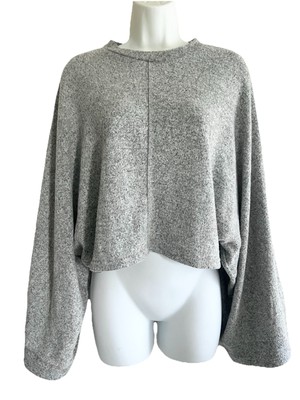 Rue 21 Top Medium Cropped Kimono Blouse Shirt Salt & Pepper Women Clothing