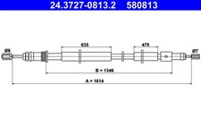 ATE Bremsseil Seilzug Feststellbremse 24.3727-0813.2 für PEUGEOT 306 N3 7A N5 7C