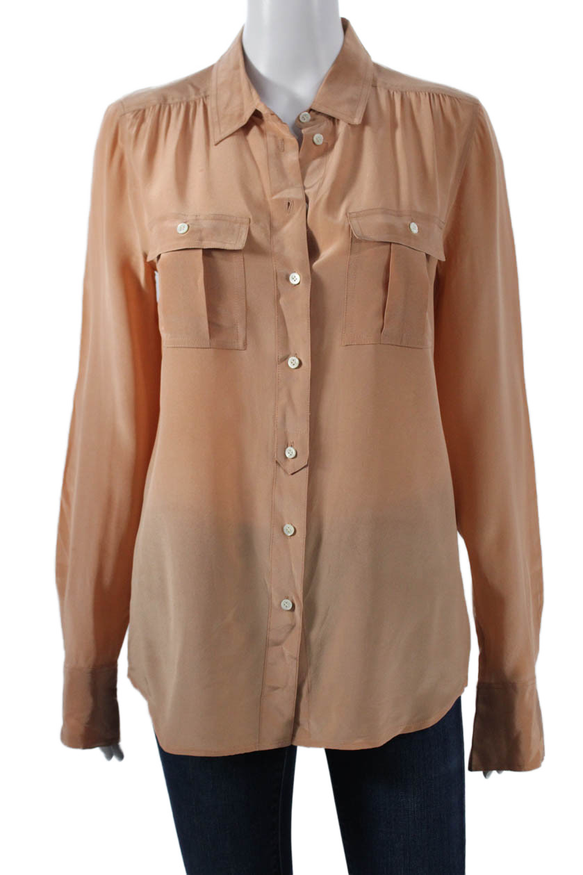 J Crew Womens Basic Silk Collared Button Long Sle… - image 1