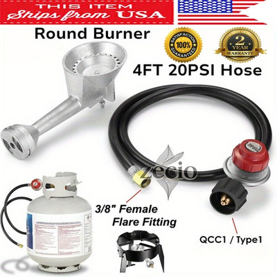 #ad High Pressure Round Burner Head with 4FT Regulator with Hose and Fitting $29.99