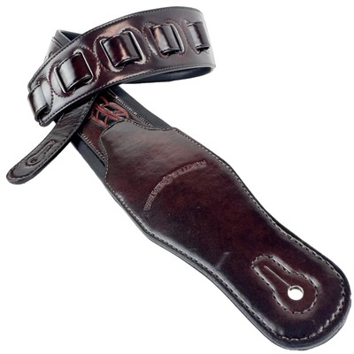 GB-134 Oxblood Brown Native American Feather Padded Guitar Strap For Acoustic...