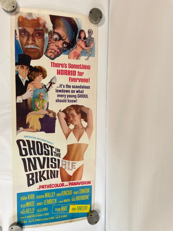 Vtg Ghost in the Invisible Bikini Movie Poster 1966 Boris Karloff Horror Comedy