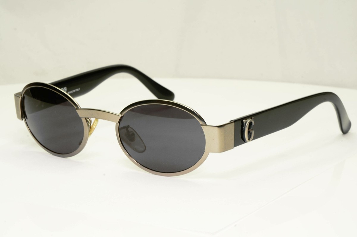 Gianni Versace 1996 Vintage Silver Black GV Metal Sunglasses MOD