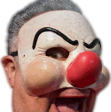 Deluxe Clockwork Orange Clown Half Mask Rubber Red Nose Scary Purge Dim Droog