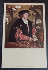 vtg postcard art Hans Holbein Bildnis des Kaufmanns Georg Gisze painting